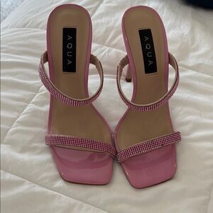 Aqua Pink Rhinestone Embellished Heels